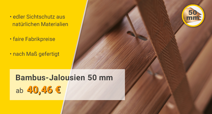 PREMIUM Jalousie Bambus I 50 mm Lamellen I 8 Farben I auf Maß ab 80 x 100 cm 